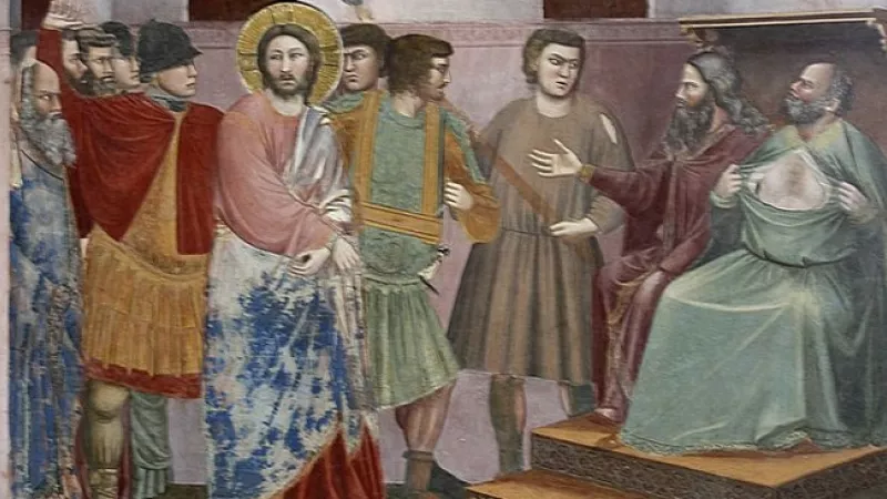 Wikimedia Commons - Le Christ devant Caïphe, par Giotto, fresque de l'église de l'Arena de Padoue