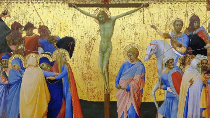 Wikimédia Commons - Crucifixion par Bartolomeo Bulgarini (1330), musée du Louvre