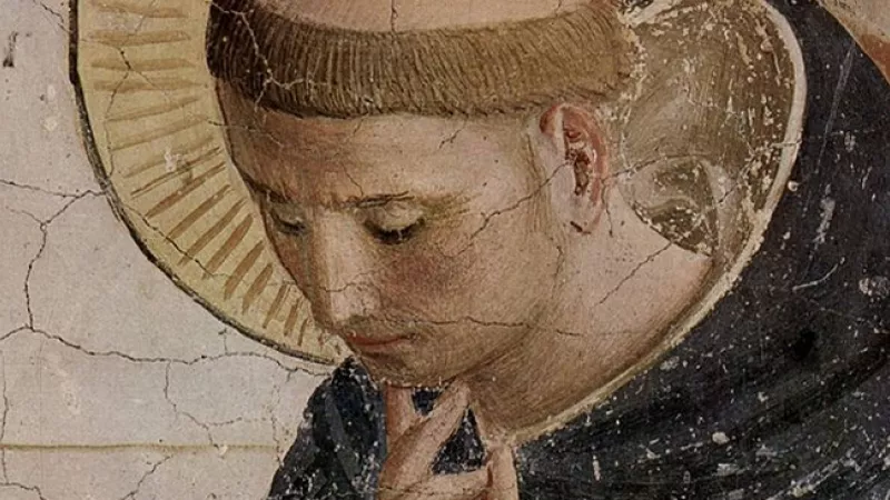 Wikimedia Commons -  Saint Dominique, détail du Christ aux outrages, une fresque de Fra Angelico au couvent San Marco (Florence)