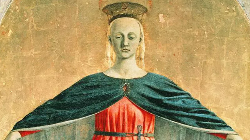 Wikimédia Commons - La Vierge Marie par Piero della Francesca (détail)