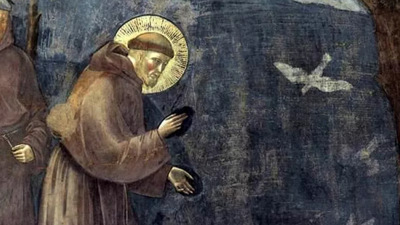 Wikimédia Commons / François d'Assise prêchant aux oiseaux (d'après les Fioretti) par Giotto