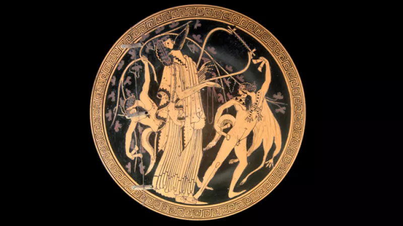 Wkimédia Commons / Dionysos et satyres. Intérieur d'une coupe attique à figures rouges, vers 480 av. J.-