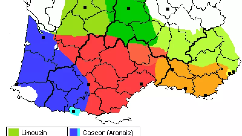 Carte des dialectes occitans - Par JF Blanc — JF Blanc, CC BY-SA 3.0 