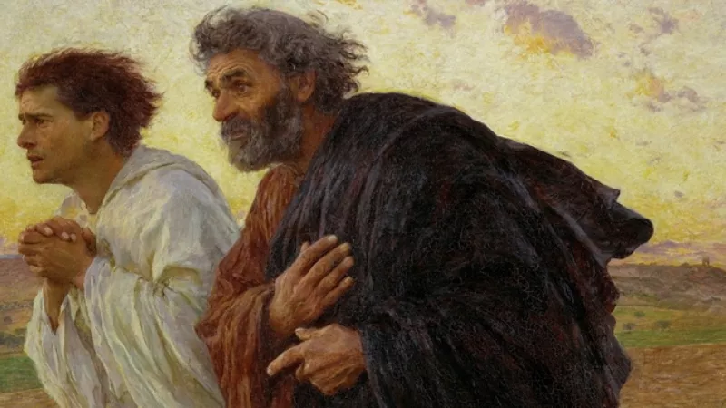 Wikimedia Commons - Eugène Burnand, Pierre et Jean courant au tombeau