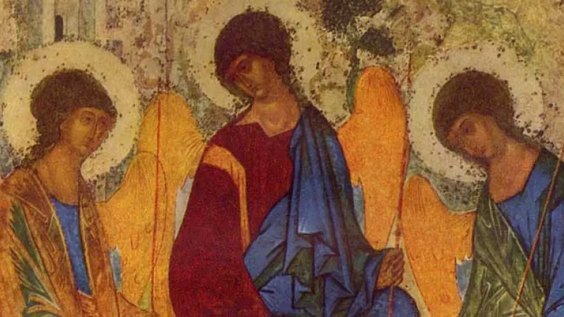Wikimédia Commons / Andreï Roublev, Icône de la Trinité ou Les trois anges à Mambré (1410), Galerie Tretiakov, Moscou.