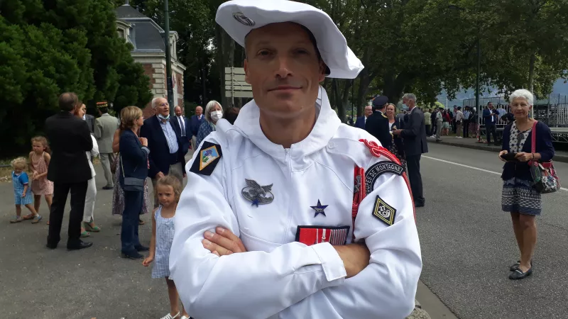 Le Colonel Vincent Minguet, à la cérémonie de prise de commandement sur le Pâquier le 27 août 2021 ©Victorien Duchet - RCF Haute-Savoie