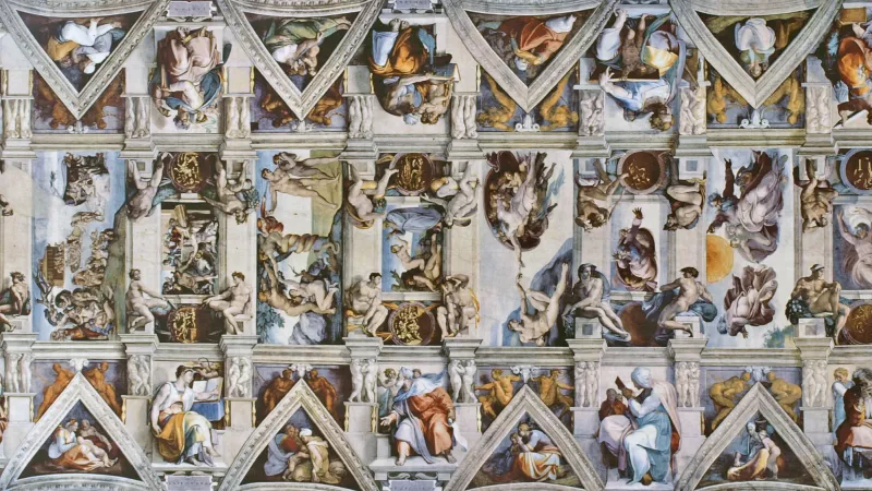 Le plafond de la chapelle Sixtine représente les apôtres, les anges et les sibylles - Wikimédia Commons