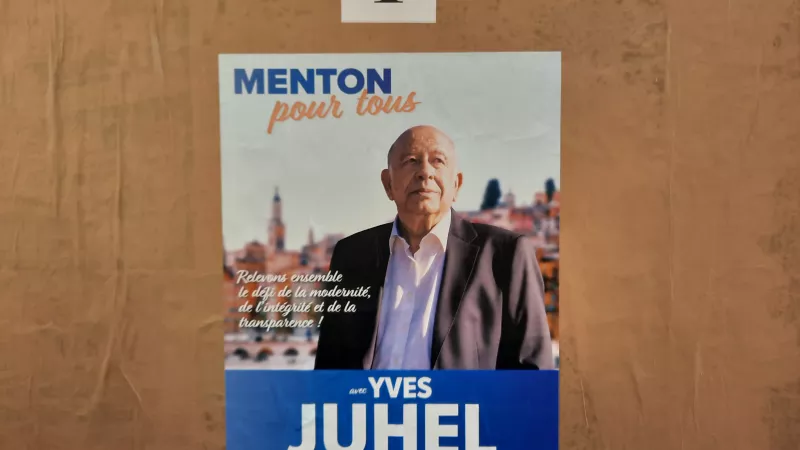 L'affiche d'Yves Juhel pour cette campagne municipale à Menton - Photo RCF