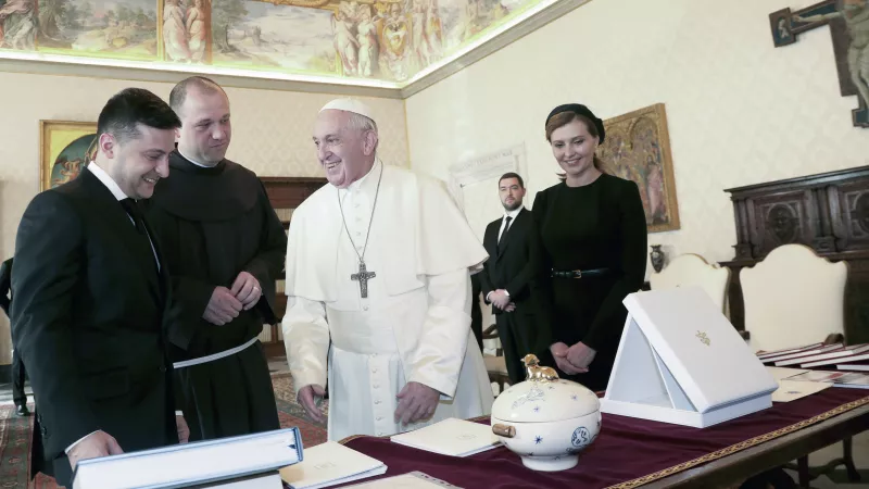 8 février 2020 : Le pape François reçoit en audience privée Volodymyr ZELENSKY, président d'Ukraine. Vatican. /VATICAN POOL /CPP/CIRIC
