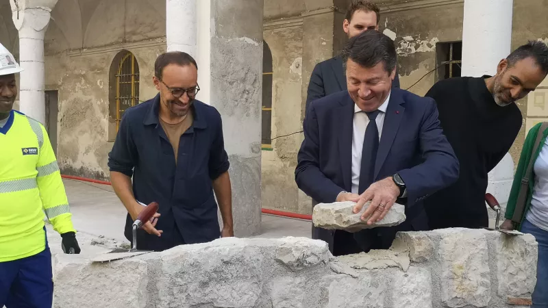 Le maire de Nice, Christian Estrosi, et le groupe hôtelier Perseus lancent officiellement le chantier de reconversion de l'ancien couvent. Photo RCF