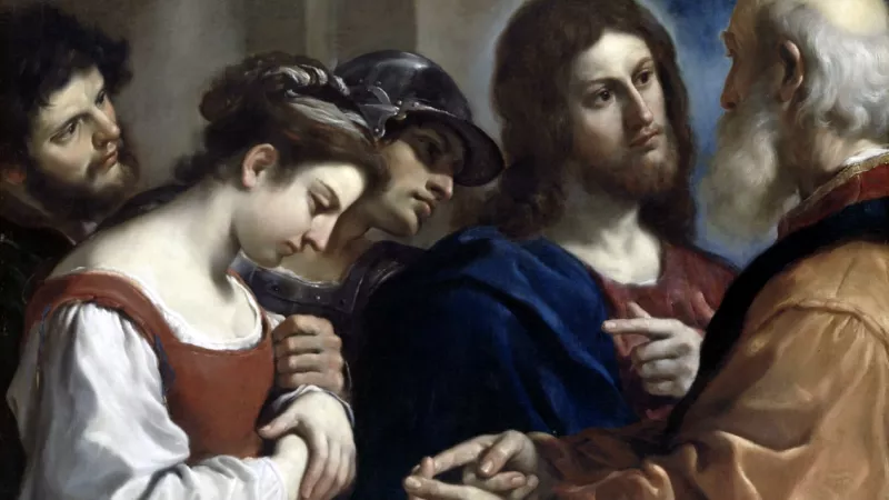 Jésus et la femme adultère, Guercino, 1621 ©Wikimédia commons