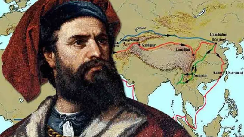 Marco Polo et son tracé de voyage / DR