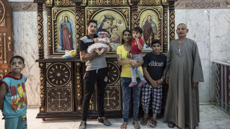 Les moines du monastère copte de Dair Al-Muharraq ouvrent chaque année leurs portes aux pelerins venus principalement de Haute-Égypte pour célébrer la Sainte Famille, 27/06/2017 ©Hervé Lequeux / Hans Lucas