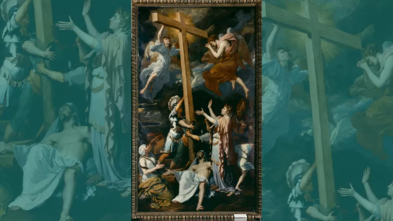 Bertholet Flémal, "Invention de la sainte croix", 1674, toile, 354 x 194 cm, tableau peint pour l'ancien maître-autel de la collégiale Sainte-Croix actuellement en dépôt à la cathédrale Saint-Paul © KIK-IRPA, Brussels (Belgium)