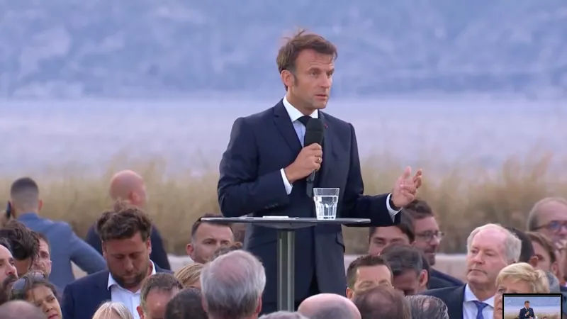 Emmanuel Macron lors de son discours au Mucem le 27 juin 2023
