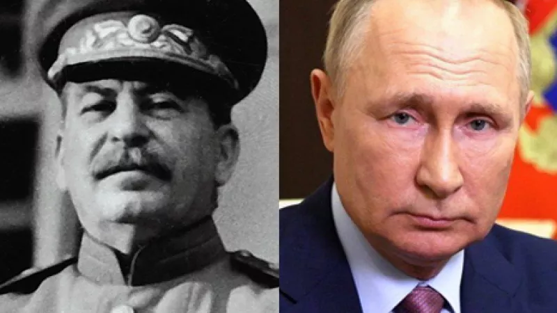 Staline en 1943 / Vladimir Poutine en 2022 ©Wikimédia commons