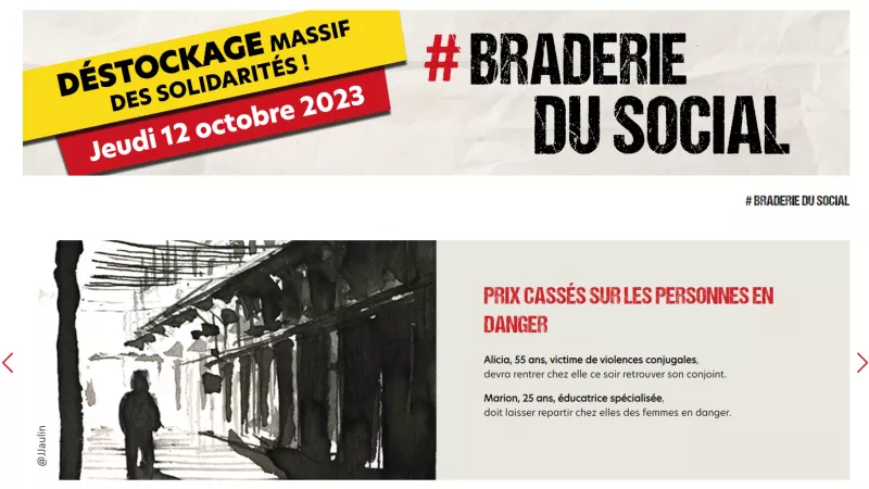 La Fédération des acteurs de la solidarité appelle à une grande journée de mobilisation le 12 octobre contre la "braderie du social". Capture d'écran du site de la FAS