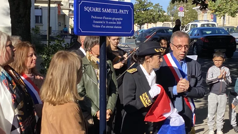 Le nouveau square Samuel Paty à Caudéran à Bordeaux a été inauguré lundi 16 octobre 2023 ©Clément Guerre