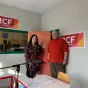Titre Amnesty international Nevers sur fond bleu de rubrique Économie et Société avec centré en bas le logo de l'Organisation Non Gouvernementale