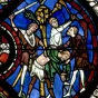 Vitrail du Bon Samaritain de la cathédrale de Chartres (XIIIe siècle)