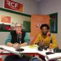 Titre Amnesty international Nevers sur fond bleu de rubrique Économie et Société avec centré en bas le logo de l'Organisation Non Gouvernementale