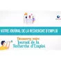 vignette France Travail sur fond bleu de rubrique économie avec le logo de France Travail centré en bas