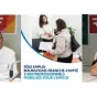 vignette France Travail sur fond bleu de rubrique économie avec le logo de France Travail centré en bas