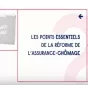 vignette France Travail sur fond bleu de rubrique économie avec le logo de France Travail centré en bas