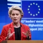 La présidente de la Commission européenne Ursula von der Leyen au G7 sur l'Afghanistan, le 24/08/2021 © Kenzo TRIBOUILLARD / AFP