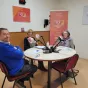 Bernard Baron, Irène Mieussens et Régine Acquier sur le plateau de A propos