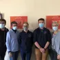 Bertrand Mineur, Carole Couribaut, et les élèves Bastien et Julien
