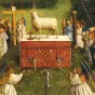 L’Adoration de l’Agneau mystique (détail), Van Eyck, 1432, Gand, cathédrale Saint-Bavon.