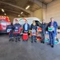 De gauche à droite : Capitaine Jean Pestre, président de l'Union départementale des Sapeurs-Pompiers de Haute-Loire ; le colonel Christophe Glasian, directeur du Sdis 43 ; Bernard Souvignet, président de l'AMF 43 ; Marie-Agnès Petit, présidente du département de Haute-Loire ; Eric Etienne, préfet de Haute-Loire et Olivier Cigolotti, sénateur de Haute-Loire