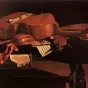 Instruments de musique baroque sur une table par Baschenis (Collection : Musées royaux des beaux-arts de Belgique). © Wikipedia.