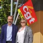 Philippe Martinez, secrétaire général de la CGT et Isabelle Ledoux, secrétaire générale de l'union CGT de l'Orne (®RCF Orne)