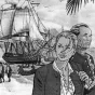 Jeanne Barret et Commerson / . Illustration Marc Bourgne / Cols bleus