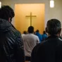 Réfugiés musulmans dans une église, à Berlin, le 07/11/2015 ©Zacharie Scheurer / Hans Lucas