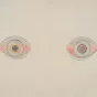 August Natterer, Meine Augen zur Zeit der Erscheinungen (Mes yeux au moment des  apparitions), avant 1921. Crayon et encres sur papier ; 16,4 x 20,8 cm. Heidelberg, Collection  Prinzhorn. N° inv. 166. © DR. Photo  © Prinzhorn Collection, University Hospital Heidelberg