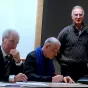 Eichard Boudet, Renaud Mettre et Olivier Monin ont répondu aux question de RCF à l'issue de l'AG du Bourges XV. © RCF - Jean MIchel Athomas.
