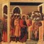 Le Christ devant Caïphe, par Duccio di Buoninsegna, cathédrale de Sienne. © Wikipedia.