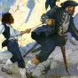 Long John Silver. Illustration de N. C. Wyeth sur une édition de 1911 ©Wikimédia commons