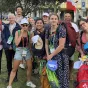 Les cyclistes des JMJ à vélo de Cholet avec Mgr Emmanuel Delmas évêque du diocèse d'Angers à leur arrivée à Lisbonne