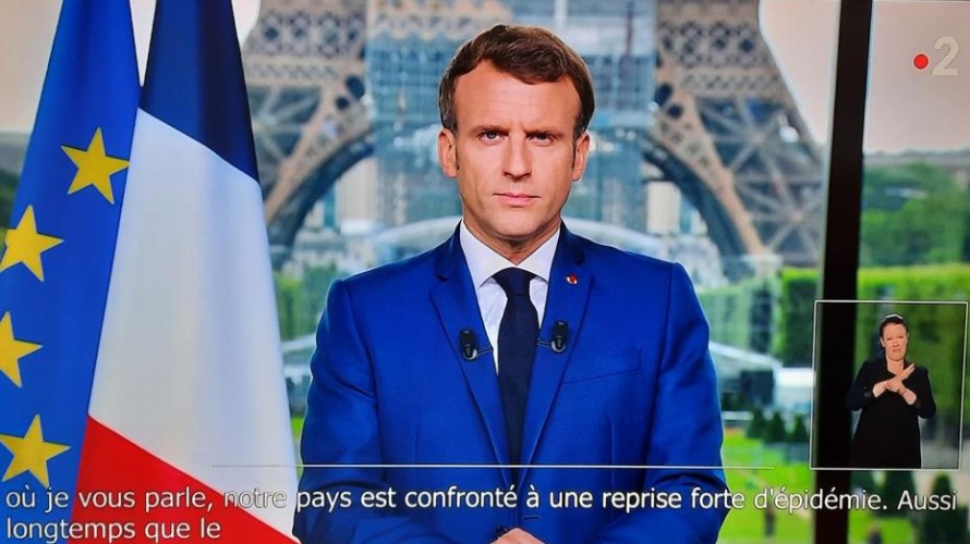 Le Président Emmanuel Macron, le 12 juillet à la télévision. ©RCF Haute-Savoie