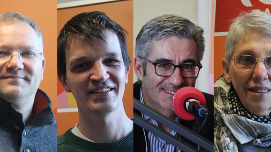 De g. à dr.: Pierre-Eric Jolly, Brieuc Guinard, Didier Leprince, Sr. Dominique Sabas