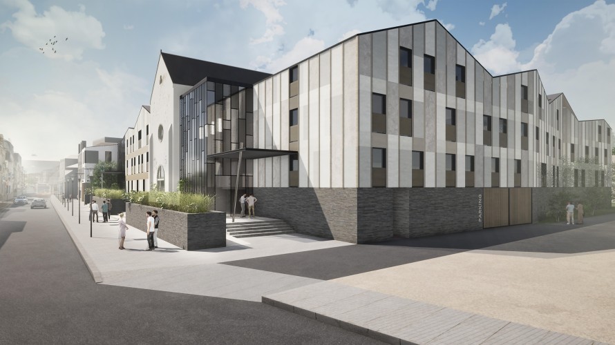 Une esquisse du projet, vue de l'avenue Jean Jaurès.