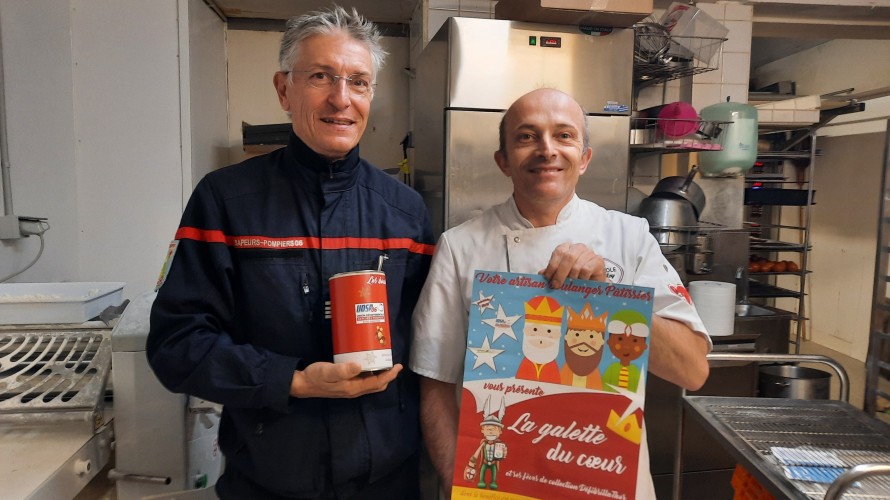 Philippe Cecconi de l'UDSP 06 avec Frédéric Roy, artisan boulanger niçois - Photo RCF