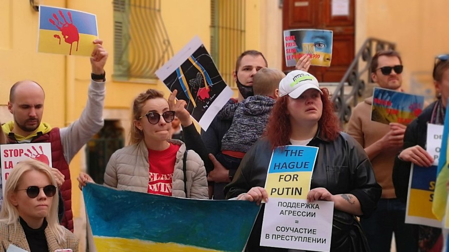 Mobilisation en soutien à l'Ukraine à Villefranche-sur-mer (Photo d'archives ©Laura Vergne)