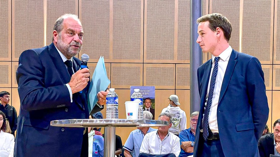 Éric Dupond-Moretti (à gauche), Ambroise Méjean - © RCF Lyon (Ambre Mathieu-Xerri)