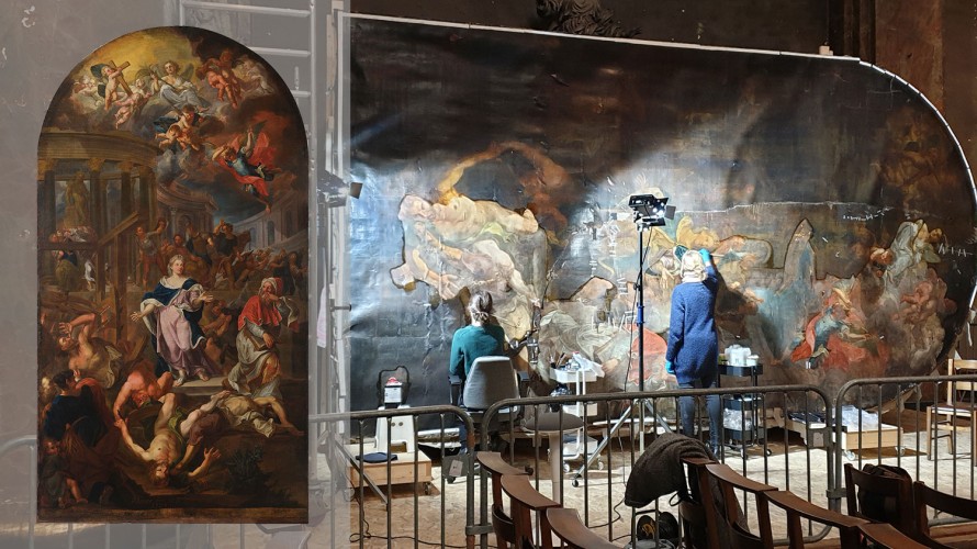 Théodore-Edmond Plumier, Martyre de sainte Catherine, toile, env. 640 x 340 cm, Liège, église Sainte-Catherine. Cliché D.R. Audrey Jeghers.