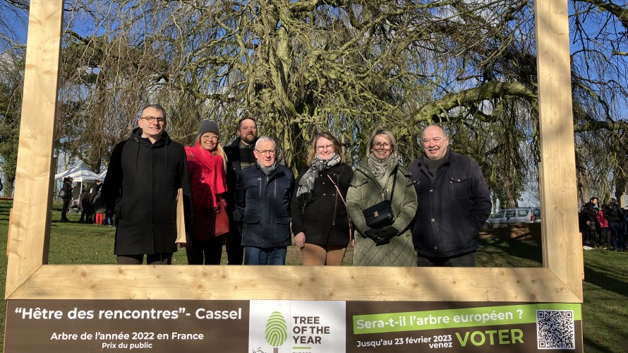 Le conseil municipal de Cassel devant l'Hêtre pleureur Crédit RCF Hauts de France Anne Henry